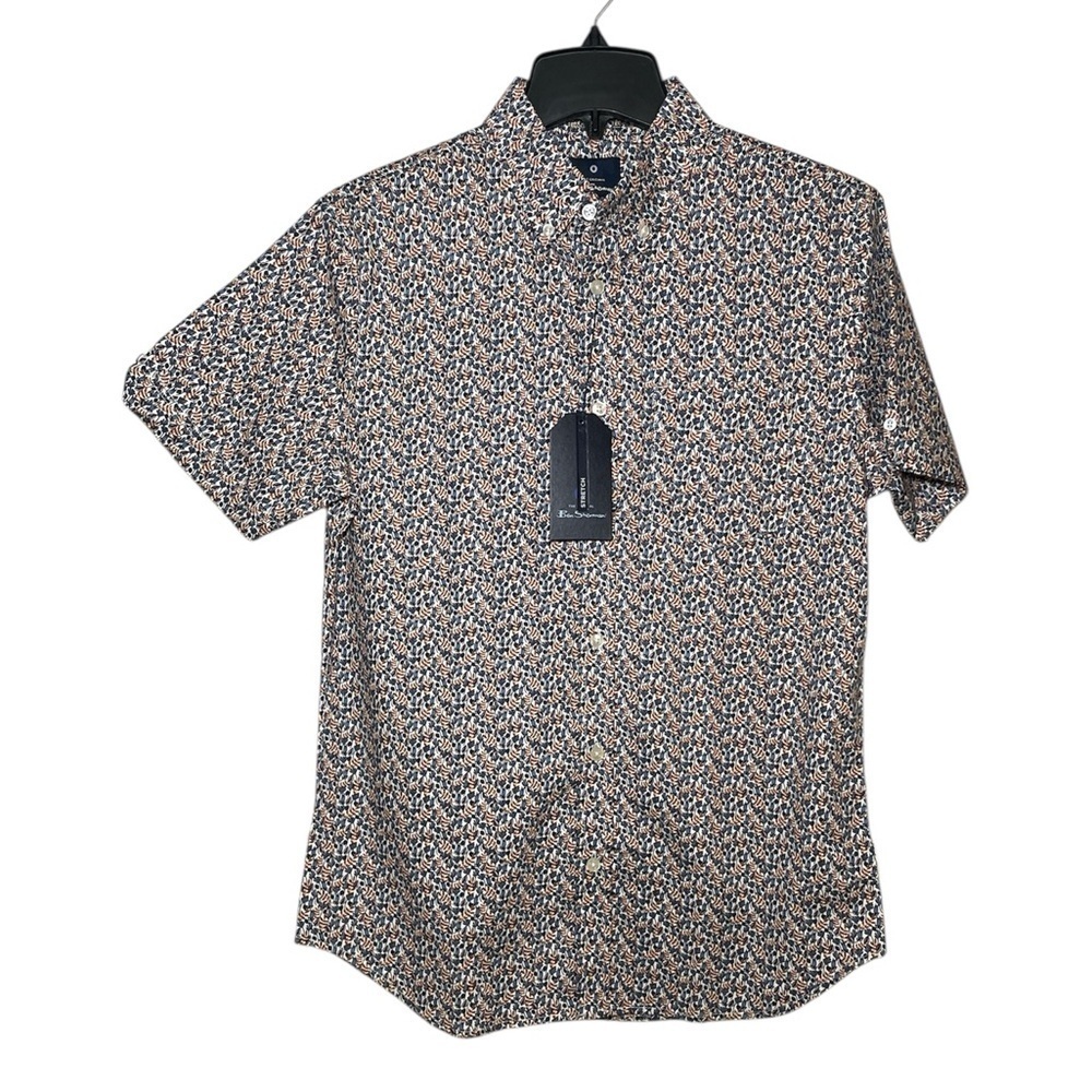 Ben Sherman navy and brown short sleeve button down shirt sz S